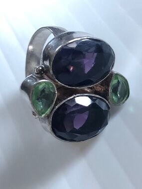 Sterling 925  amethyst and peridot ring